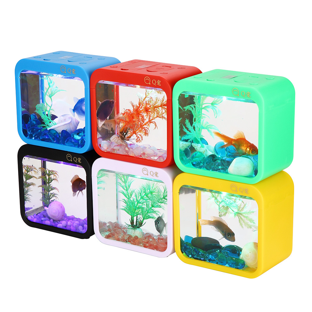 Aquarium Goldfish - Boîte Betta créative colorée avec lumière,