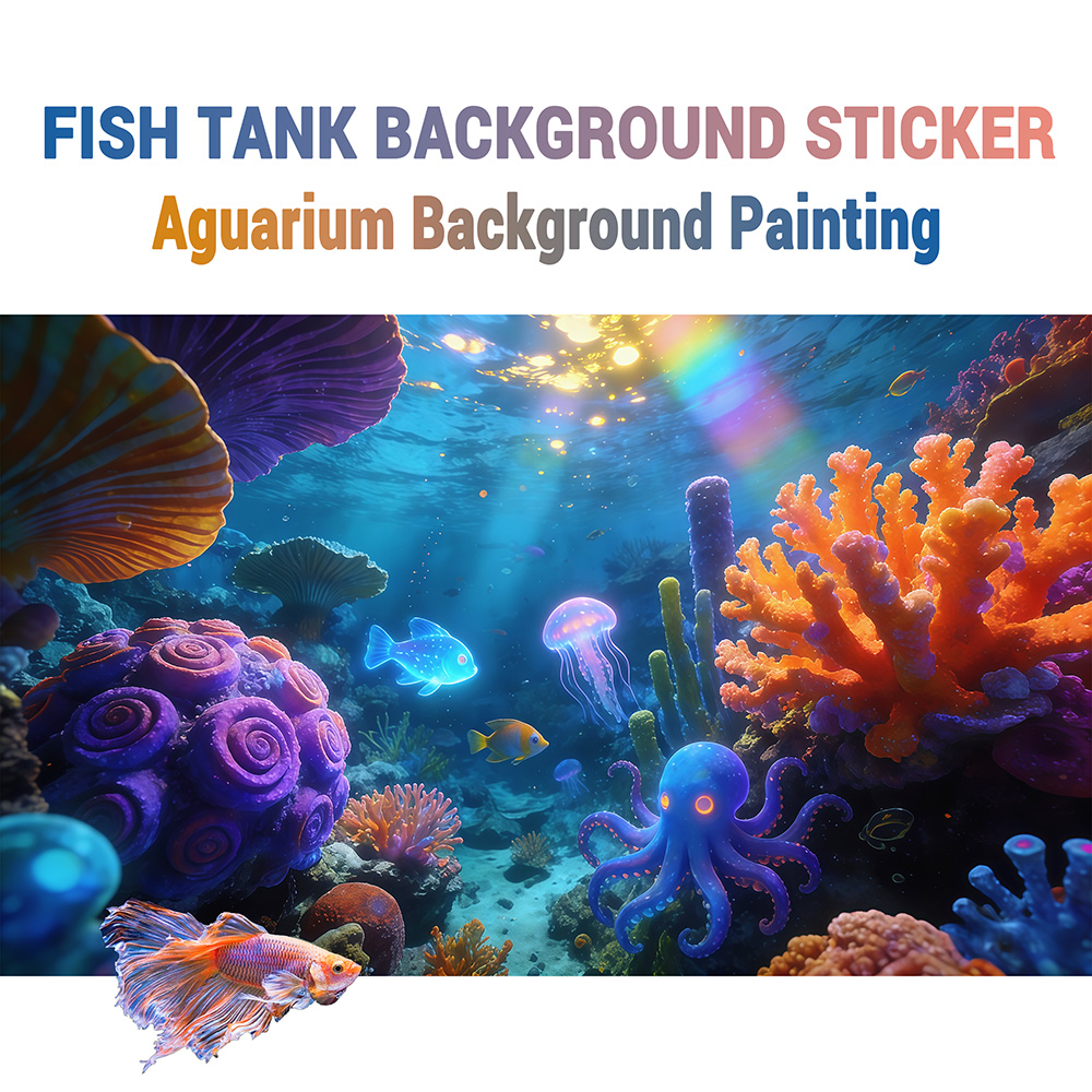 Aquarium Fish World - Autocollants pour aquarium, décoration de paysage