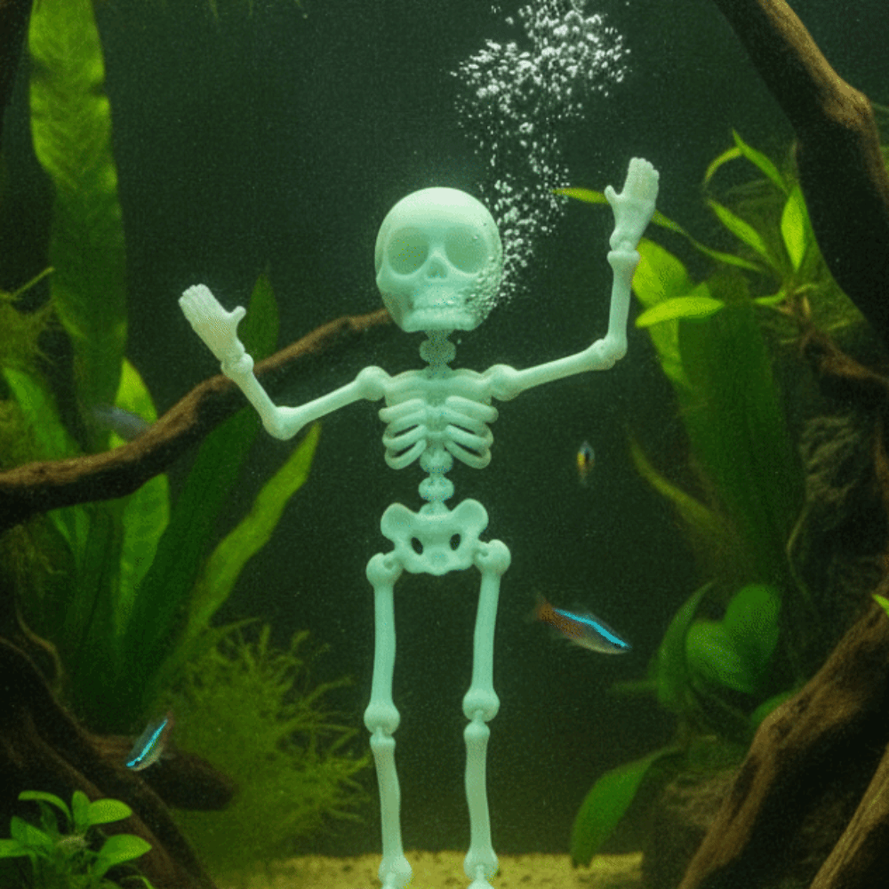 Aquarium Fish Glow In The Dark - Ornement d'aquarium articulé, squelette lumineux imprimé
